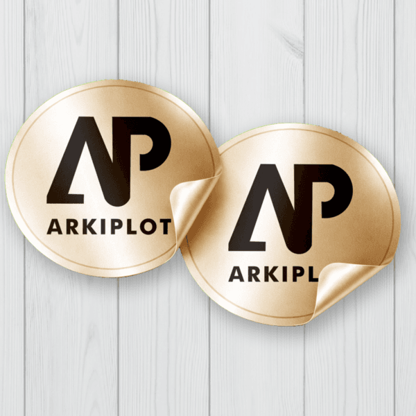 stickers circular impreso uv dorado