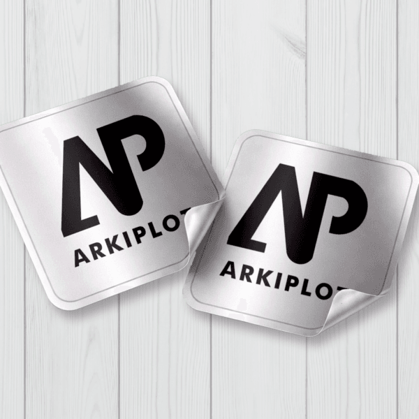 stickers cuadrados impreso uv plateado