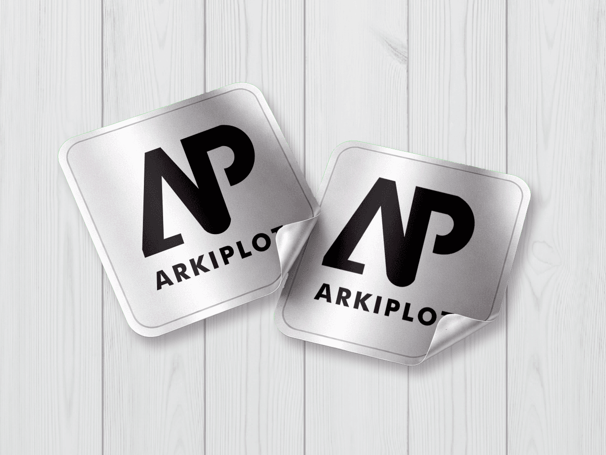 stickers cuadrados impreso uv plateado